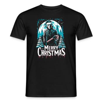 Merry Christmas Festive Slasher Candy Cane Menace - Men's T-Shirt - black - Front - AI Model Male 178 light (178cm)