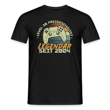 Level 20 freigeschaltet 2004, Geburtstagsgeschenk - Männer T-Shirt - Schwarz - Vorne - AI Model Male 178 light (178cm)