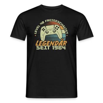 Level 40 freigeschaltet 1984, Geburtstagsgeschenk - Männer T-Shirt - Schwarz - Vorne - AI Model Male 178 light (178cm)