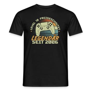 Level 18 freigeschaltet 2006, Geburtstagsgeschenk - Männer T-Shirt - Schwarz - Vorne - AI Model Male 178 light (178cm)