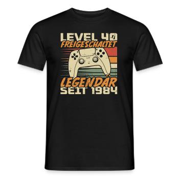 Level 40 freigeschaltet Legendär seit 1984 - Männer T-Shirt - Schwarz - Vorne - AI Model Male 178 light (178cm)