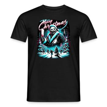 Merry Christmas Festive Slasher Candy Cane Menace - Men's T-Shirt - black - Front - AI Model Male 178 light (178cm)