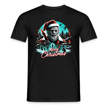 Merry Christmas Festive Slasher Candy Cane Menace - Men's T-Shirt - black - Front - AI Model Male 178 light (178cm)