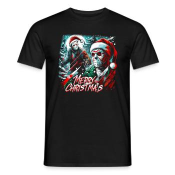 Merry Christmas Festive Slasher Candy Cane Menace - Men's T-Shirt - black - Front - AI Model Male 178 light (178cm)