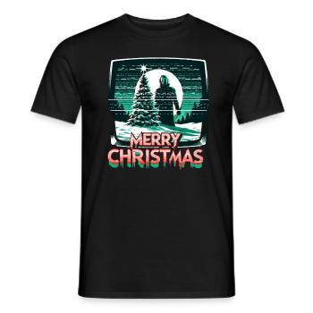 Merry Christmas Festive Slasher Candy Cane Menace - Men's T-Shirt - black - Front - AI Model Male 178 light (178cm)