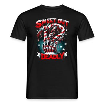 Sweet But Deadly Candy Cane Claws Menacing - Men's T-Shirt - black - Front - AI Model Male 178 light (178cm)