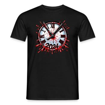 Blood Splatter Clock 80s Slasher Horror New - Men's T-Shirt - black - Front - AI Model Male 178 light (178cm)