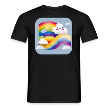 Cute clouds with rainbow - Men's T-Shirt - black - Front - AI Model Male 178 light (178cm)