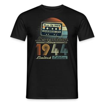 Legendary Since 1944 Vintage Birthday Gift - Men's T-Shirt - black - Front - AI Model Male 178 light (178cm)