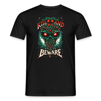 Kiss and Beware - Sinister Mistletoe - Men's T-Shirt - black - Front - AI Model Male 178 light (178cm)
