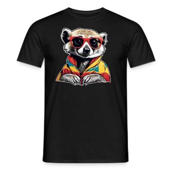 Naughty meerkat with sunglasses - Men's T-Shirt - black - Front - AI Model Male 178 light (178cm)