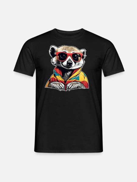 Freches Erdmännchen mit Sonnenbrille - Männer T-Shirt - Schwarz