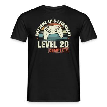Level 20 Complete Geschenk zum 20. Geburtstag - Männer T-Shirt - Schwarz - Vorne - AI Model Male 178 light (178cm)