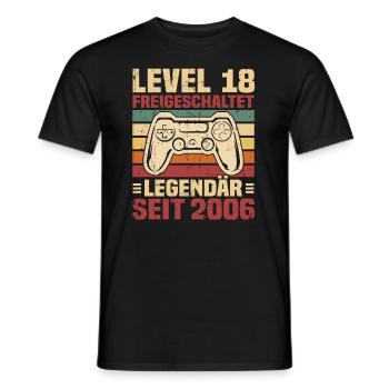 Level 18 freigeschaltet legendär seit 2006 - Männer T-Shirt - Schwarz - Vorne - AI Model Male 178 light (178cm)