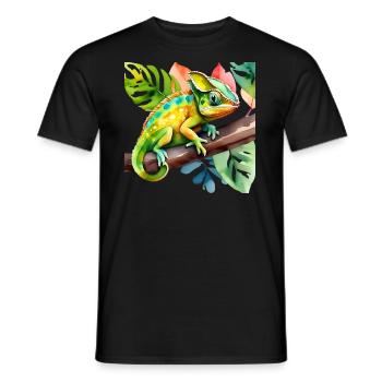 Cute little chameleon - Men's T-Shirt - black - Front - AI Model Male 178 light (178cm)