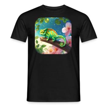 Caméléon avec des fleurs Fleurs - T-shirt homme - noir - Devant - AI Model Male 178 light (178cm)
