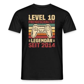 Level 10 freigeschaltet legendär seit 2014 - Männer T-Shirt - Schwarz - Vorne - AI Model Male 178 light (178cm)