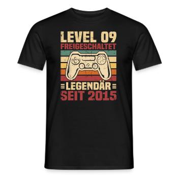 Level 09 freigeschaltet legendär seit 2015 - Männer T-Shirt - Schwarz - Vorne - AI Model Male 178 light (178cm)