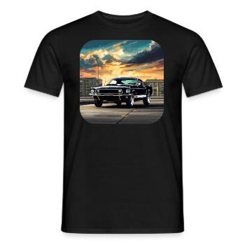 Oldtimer Auto Turbo Rallye im Sonnenuntergang - Männer T-Shirt - Schwarz - Vorne - AI Model Male 178 light (178cm)