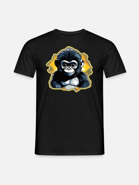 Mignon bébé gorille - T-shirt homme - noir