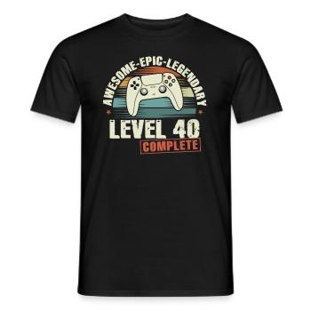 Level 40 Schließe Geschenk zum 40. Geburtstag - Männer T-Shirt - Schwarz - Vorne - AI Model Male 178 light (178cm)