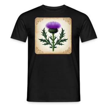 Distel als Wappen II - Männer T-Shirt - Schwarz - Vorne - AI Model Male 178 light (178cm)