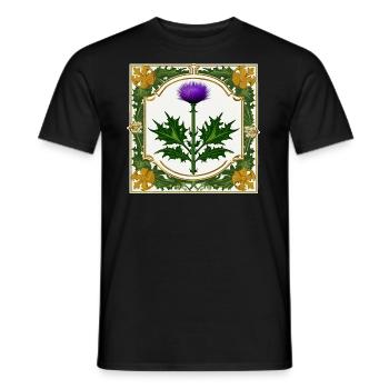 Distel als Wappen III - Männer T-Shirt - Schwarz - Vorne - AI Model Male 178 light (178cm)