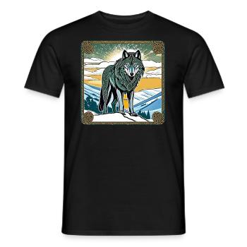 Cooler Wolf im keltischen Style - Männer T-Shirt - Schwarz - Vorne - AI Model Male 178 light (178cm)