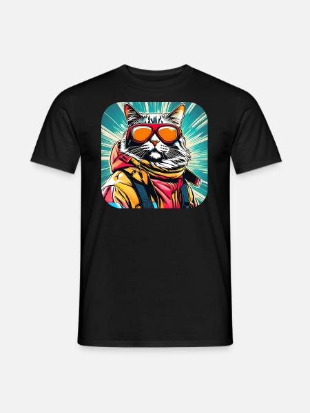 Cool cat with sunglasses - Men's T-Shirt - black