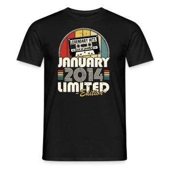 Jahrgang 2014 Januar Retro Geburtstagsgeschenk - Männer T-Shirt - Schwarz - Vorne - AI Model Male 178 light (178cm)