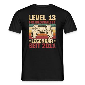 Level 13 freigeschaltet legendär seit 2011 - Männer T-Shirt - Schwarz - Vorne - AI Model Male 178 light (178cm)