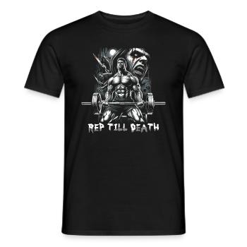 Rep Till Death 80s Slasher Bodybuilding - Männer T-Shirt - Schwarz - Vorne - AI Model Male 178 light (178cm)