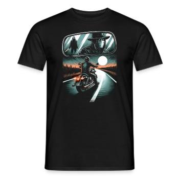 Lone Rider's Lament: Haunting Road Adventure - Men's T-Shirt - black - Front - AI Model Male 178 light (178cm)