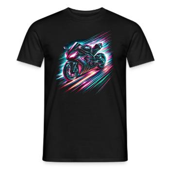Neon Speed Demon: High-Velocity Light Trails - Men's T-Shirt - black - Front - AI Model Male 178 light (178cm)