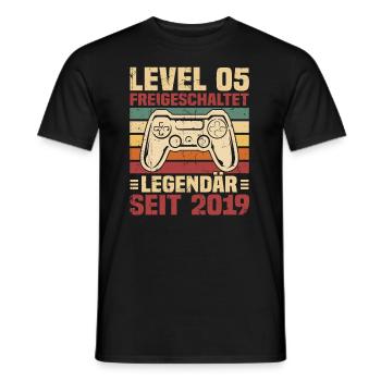 Level 5 freigeschaltet legendär seit 2019 - Männer T-Shirt - Schwarz - Vorne - AI Model Male 178 light (178cm)