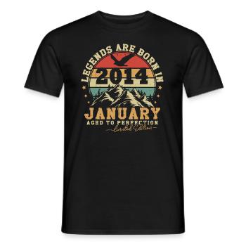Januar 2014 Vintage Retro Geburtstag 2014 - Männer T-Shirt - Schwarz - Vorne - AI Model Male 178 light (178cm)
