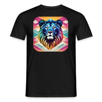 Lion in retro style - Men's T-Shirt - black - Front - AI Model Male 178 light (178cm)