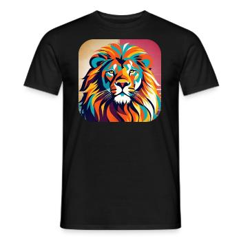 Proud lion in retro style - Men's T-Shirt - black - Front - AI Model Male 178 light (178cm)