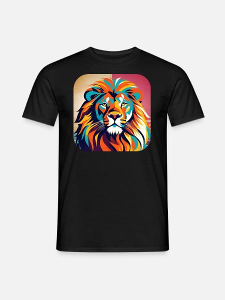 Stolzer Löwe im Retro Style - Männer T-Shirt - Schwarz