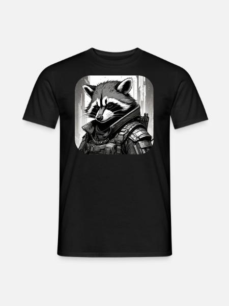 Lässiger Cyberspace Waschbär - Männer T-Shirt - Schwarz