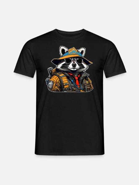 Cooler Cyberspace Waschbär - Männer T-Shirt - Schwarz