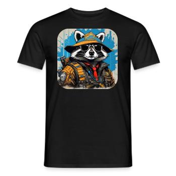 Raton laveur du cyberespace cool - T-shirt homme - noir - Devant - AI Model Male 178 light (178cm)