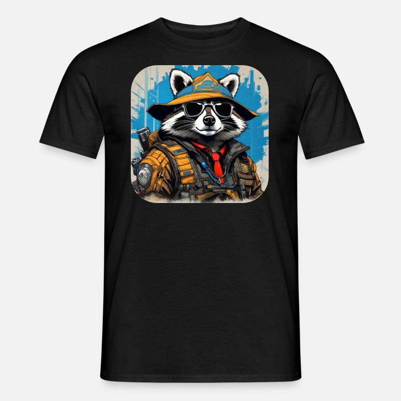 Cooler Cyberspace Waschbär - Männer T-Shirt - Schwarz