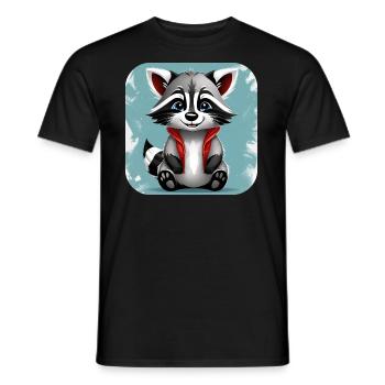 Cute raccoon - Men's T-Shirt - black - Front - AI Model Male 178 light (178cm)