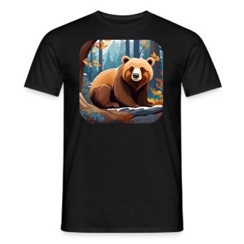 Cozy bear in the forest - Men's T-Shirt - black - Front - AI Model Male 178 light (178cm)