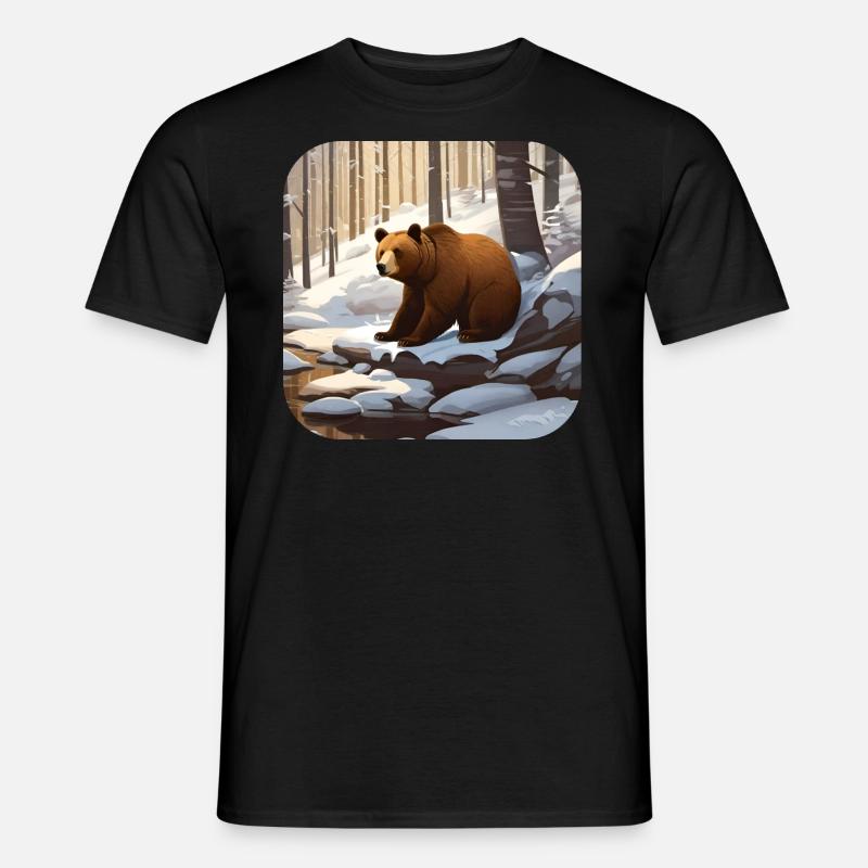 Bear in winter forest - Men's T-shirt - black