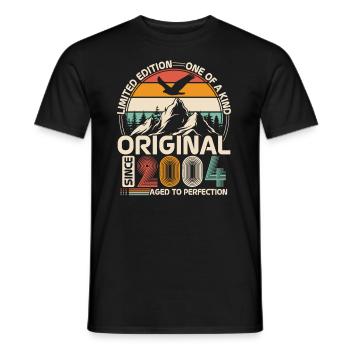Original 2004 Vintage Anniversaire Rétro - T-shirt homme - noir - Devant - AI Model Male 178 light (178cm)