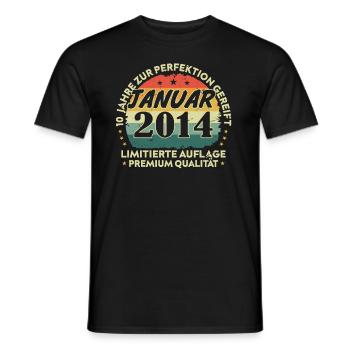 Janvier 2014 Vintage Cadeau Anniversaire 10 Ans - T-shirt homme - noir - Devant - AI Model Male 178 light (178cm)