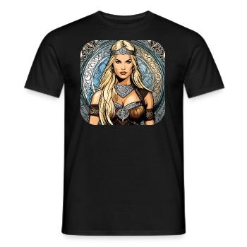 Trotse Viking Germanin Shieldmaiden - Heren T-shirt - zwart - Voor - AI Model Male 178 light (178cm)