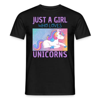 Nur Ein Mädchen, Das Einhörner Liebt. - Männer T-Shirt - Schwarz - Vorne - AI Model Male 178 light (178cm)